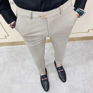 Spodnie męskie spodnie Slim Fit Mens Pants Pełna długość Pant Men 34 High Gentlemen Office Spodery wszystkie pasują 240308