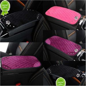 Outras peças de automóvel New Soft P Carro Braços Er Pad Crown Cristal Rhinestone Veículo Center Console Braço Descanso Caixa Protetor de Almofada Accesso Dhzfx