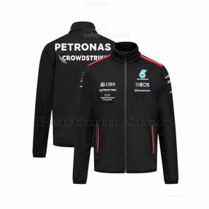 Herrarna Mens New 2023 F1 Petronas Tryckt Formel 1 Bilfans Racing Team Clothing Windproof Black Zipper Lnsert Sportswear