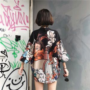 T-Shirt Donna Magliette e camicette Estate 2020 Ulzzang Harajuku Kawaii Camicia Della Parte Superiore Giapponese Streetwear Camicetta Donna Moda Kimono cardigan ZZ004