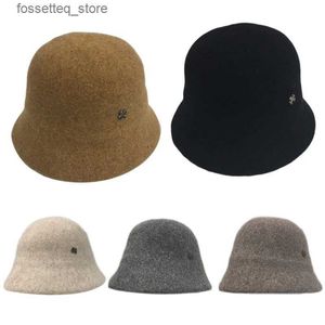 Wide Brim Hats Bucket Hats Fashion Four-leaf Cr Wool Cloche Hat Fisherman Hat Basin Hat Winter All-match for Outdoor Activities Skiing drop shipping L240305