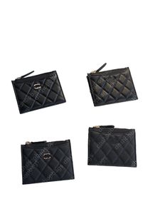 Ny ankomst Sheepskin Black Purses Cowhide Credit Card Ladys Plånböcker Enkelt läder Casual Solid Color Card Holders Women Dragkedja Byt handväska Mini Key Card Bag 5A