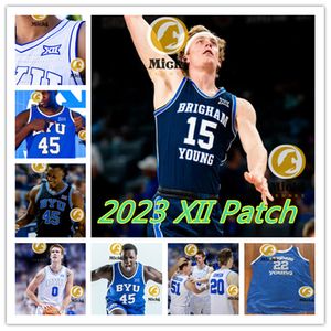 Noah Waterman 2023 XII BYU Cougars Maglia da basket personalizzata Trey Stewart Jaxson Robinson Rudi Williams Spencer Johnson Gideon George Jimmer Fredette BYU Maglie