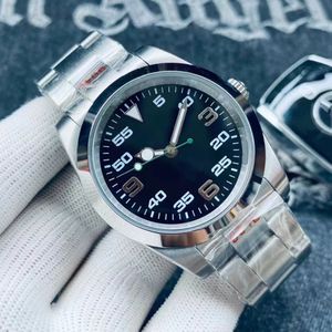 Luxury Mens Watch 41 mm arabski cyfrowe pokrętło rekreacyjne zegarki ze stali nierdzewnej Pasek Automatyczny ruch mechaniczny