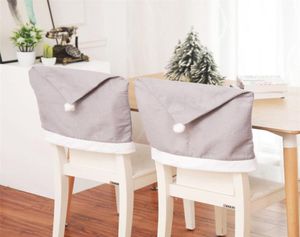 Juldekoration Big Grey Hat Chair Cover Santa Claus Cap Chair Cover Xmas Banquet Party Seat Case Home Decoration JK1910XB3718437