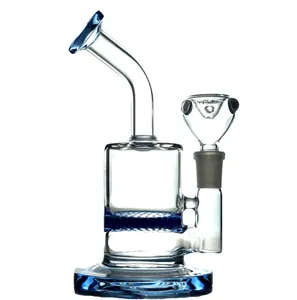 2 Farben Dab Rig Glasbong Wasserpfeifen Quarz-Banger-Schüssel Honeycomb Perc Bongs Heady Mini-Pfeifenwachs Bohrinseln kleiner Bubbler Shisha-Becher