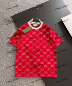 Xinxinbuy Men Designer Tee T Shirt 2024 خطاب مزدوج طباعة قصيرة الأكمام من القطن النساء الرمادي الأسود المشمش الأخضر S-2XL
