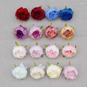 Dekorativa blommor 10st 9cm falskt pionhuvud Silk Peonies Artificial For Wedding Floral Art Diy Decor