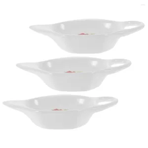 Tea Trays 3 Pcs Bag Saucer Ceramic Holder Plates Bags Sushi Soy Dipping Bowls Decorative Dish Decorate For Party