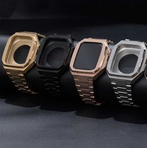 PR6J BANDS Titta på lyxband Skyddande fall Mod Kit Integrerat rostfritt stål Cover DIY -fodral Watchband Armband Wrist Band Rem för Watch Series 6 7 8 240308