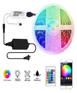 Tiras de led luzes wifi sem fio telefone inteligente app sincronização controlada para música 164ft rgb 5050 leds luz compatível com alexa google5107170