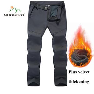 Capris nuoneko inverno ao ar livre das mulheres dos homens caminhadas calças quentes respirável à prova dwaterproof água escalada trekking turismo acampamento calças térmicas pnt34