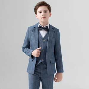 Boy Wedding Piano Performance POGRAPHY SUT Set Big Kids Blazer Jacket Pants Bowtie kläder Kids Formell Costume 2-15T 240304