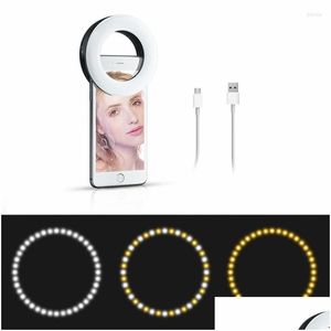 Flash Heads LED Ring Light Portable Selfie Fill Lamp för mobiltelefon Video LIVE LIGHTS USB LADDA POGRAFI LITTING Drop Delivery Dh4ya