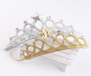 Fascia per corona per ragazze Principessa Diademi Corona Oro Argento Fascia per capelli elastica Regalo di compleanno Pografia Puntelli per neonati Fascia per capelli2475711