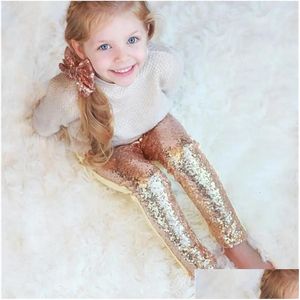 Toz Taytlar Kız Sequin Pantolon Gül Altın Sparkle Glitter Bot Lj200831 Damla Teslimat Bebek Çocukları Annelik Giyim Dhai3