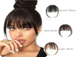 Klip Bangs 100 İnsan Saç Uzantıları Fringe ile Doğal Düz Düzenli Tapınaklarla Kadınlar İçin Tapınaklar Tek Parça Hairpiece7210166