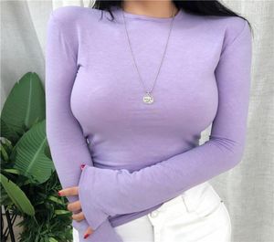 Design vår sommar topp sexig t -shirt kvinnor elasticitet koreansk stil kvinna kläder smal tshirt kvinnlig casual långärmad topps t3016639243