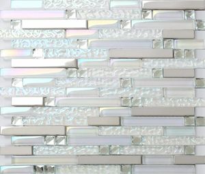 Glass mosaic kitchen tile backsplash bathroom shower wall tiles SSMT399 silver metal stainless steel mosaic6949751