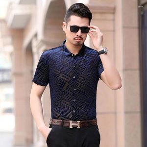 Camisas casuais masculinas 2024 homens sexy vestido homem masculino manga curta camisa oca