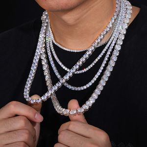 Moissanit Iced Out Ketten Gold Sier VVS Schmuck Diamant Cluster Tenniskette Halskette für Herren Damen 3 4 5 mm kubanische Gliederkette