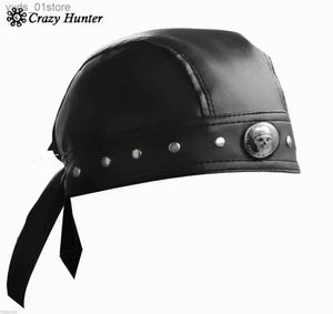 Wide Brim Hats Bucket Hats Leather Bandana Biker Doo Do Rag Headwr Motorcycle Mens Skull C Csmith Du Rag L240308