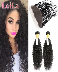 Indische 3-teilige Bundles mit 13 x 4 L ace Frontal Beauty Human Hair Products Virgin Hair Deep Wave Curly3154510