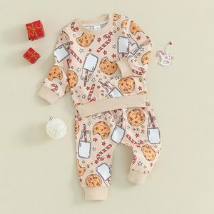 衣類セット幼児幼児の女の女の子のクリスマス服の長袖シャツキャンディーケーンスウェットシャツズボン秋のズボンセットセット