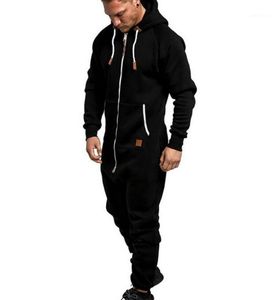 Zestawy biegowe Mężczyzny One Piece Zestaw Czysty kolor Spliching Hoodie kombinezon swobodny druk Swecit Zip Top Lose Spodle Gym Set14225268