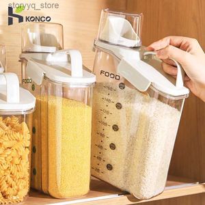 Matburkar Canister Cereal Dispenser Storage Box Förseglade matlagringsbehållare med kopp ris Dispenser Grain Storage Tank Kitchen Organizer L240308