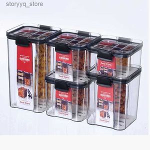 Food Jars Canisters Food Storage Container Plastic Kitchen Refrigerator Noodle Box Multigrain Storage dried fruit Tank Transparent Sealed Cans set L240308