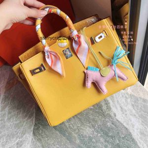 Genuine Leather Handbag L Yellow Crocodile 25cm Silver Full Hand Honey Full Hand Package Honey Wax Thread Ordering