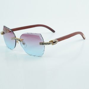 Neue natürliche Originalholz-Sonnenbrille mit Bügel 8300817, geschliffene Linse, Sonnenbrille, luxuriöse Mode, XL-Diamant-Brille, Größe 18–135 mm