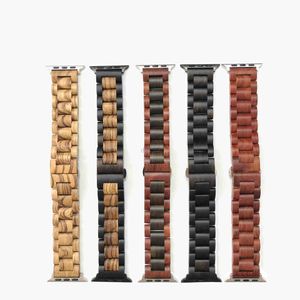 Bänder Uhr Rot Sandale Holzarmband für Uhrenarmband 44mm 42mm 40mm 38mm Luxus Retro Armband Schmetterlingsschnalle Iwatch Serie 6 5 4 SE Armband Smart Zubehör 240308