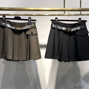 Início da primavera novo Pra Nanyou Gaoding doce e picante estilo academia departamento de moda cinto cintura alta emagrecimento linha A cem meia saia plissada