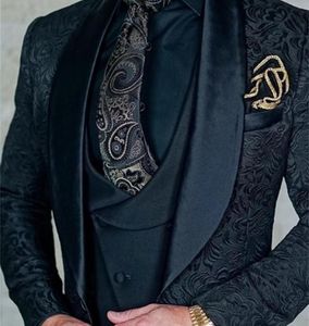 SZMANLIZI Uomo Abiti da sposa Design italiano Custom Made Nero Smoking Smoking Giacca 3 pezzi Sposo Terno Abiti da uomo 2011063589517