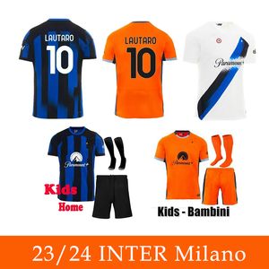 Serie A 23/24 Inter Milano Home Away Futbol Formaları Lautaro Pavard Bastoni Barella 2023 Futbol Gömlek Çocuk Üçüncü Özel