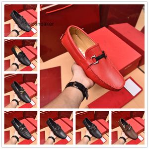 Feragamos nowe sukienki biznesowe skórzane buty British Low Cut High End Casual Casual Casue Buty z metalową klamrą i skórzaną rozmiar 38-46 EGSV