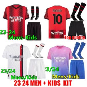 23 24 AC Futbol Formaları Milans Futbol Gömlek Giroud de Ketelaere Rafa Leao Futbol Dördüncü Erkekler ve Çocuk Kiti Pulisic Loftus-Cheek Theo Futbol Formaları Sweatshirt