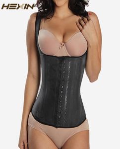 HEXIN Black 4 Rows Hooks Latex Waist Cincher Body Shaper Steel Bone Corset Slimming Vest Waist Trainer Plus Size Girdle BeltT191002525941