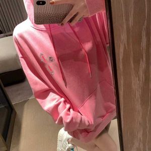 designer CH23 AutumnWinter New Colorful Hot Diamond Decoration Fashion Versatile Hooded Loose Washed Sweatshirt Female Personality Female T46M