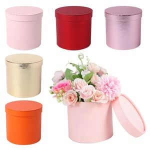 Bröllop Rose Flower Packaging Box Round Cardboard Presentlådor Decoration Valentines Day Gift Supplies 240228