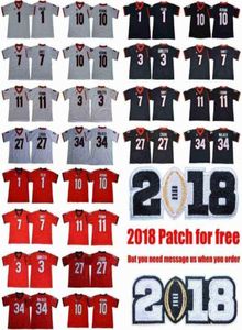 Kolej 2019 MEN039S UGA 1 Sony Michel 11 Fromm 7 Dandre Swift 3 Roquan Smith Gurley Nick Chubb Eason Kolej Futbolu JER2984069