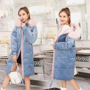 Women's Trench Coats 2024 Winter Down Cotton Coat Women Parkas Thick Jacket With Large Fur Collar Loose Golden Velvet Medium Length Outwear