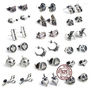 Stud Earrings HelloLook Gothic 925 Sterling Silver Ear Studs Vintage Piercing Pin Jewelry For Men Women DIY Punk Wholesale