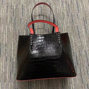 Fashion Bag Cabata Designer Totes Rivet äkta läderhandväska Komposithandväskor berömda handväska shoppingväskor svart vit för tjej252s