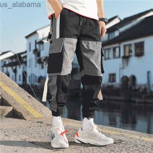 Men's Pants Januarysnow Mens Multi Pockets Cargo Harem Pants Male Track Pants Joggers Trousers Fashion Harajuku Men Pants 240308