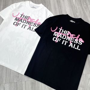 طباعة عتيقة T Shirt Men Women 1: 1 أفضل جودة أسود أسود أبيض قميص أعلى المحملات