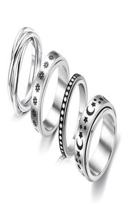 Anéis para ansiedade jóias anel giratório de aço inoxidável antiansiedade girando lua estrela legal aliviar o estresse homem e mulher1905188