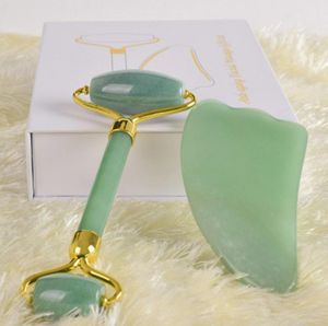 Naturalne narzędzie do masażu piękna twarzy Jade Roller Gua Sha Stone Jade Massager Narzędzia do podnoszenia narzędzia do masażu skóry narzędzie guasha z pudełkiem J13557532